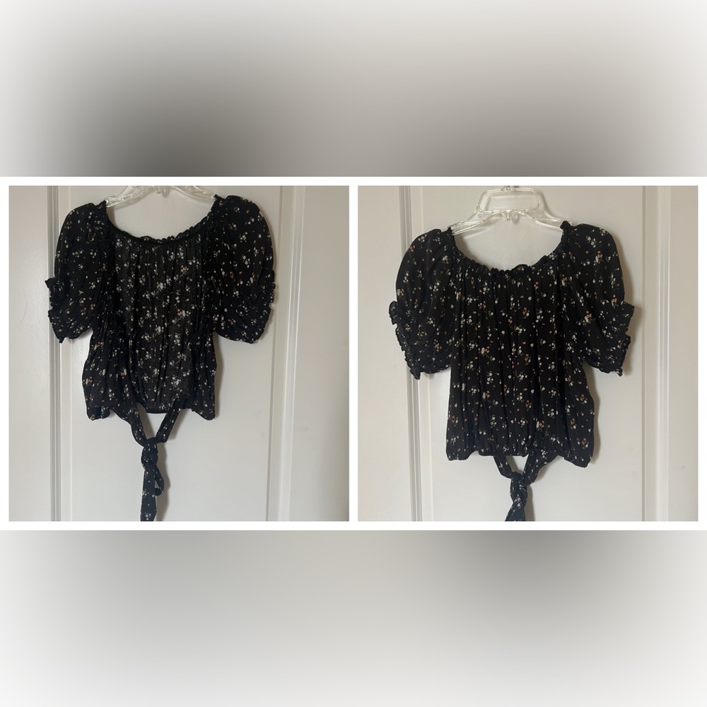 American Eagle Floral Tie Open-Back Bubble Top